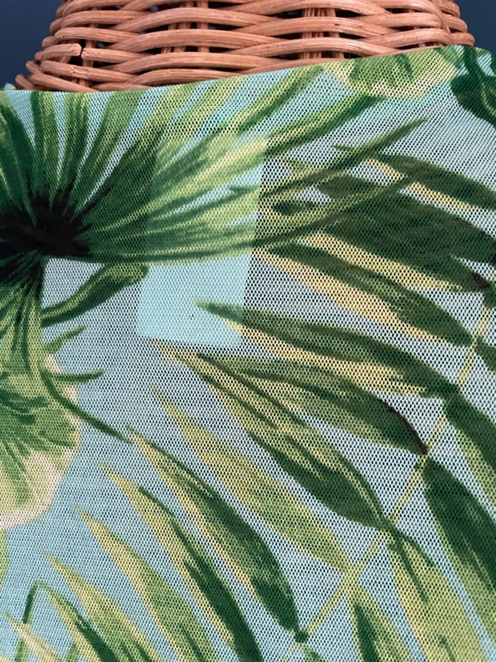 Tropical Green Stretchy Mesh Tie-Waist Swim or Beach Cover-Up J Lo Inspired - Picture 6 of 12